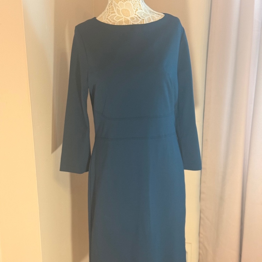 Deep blue long sleeve sheath dress
